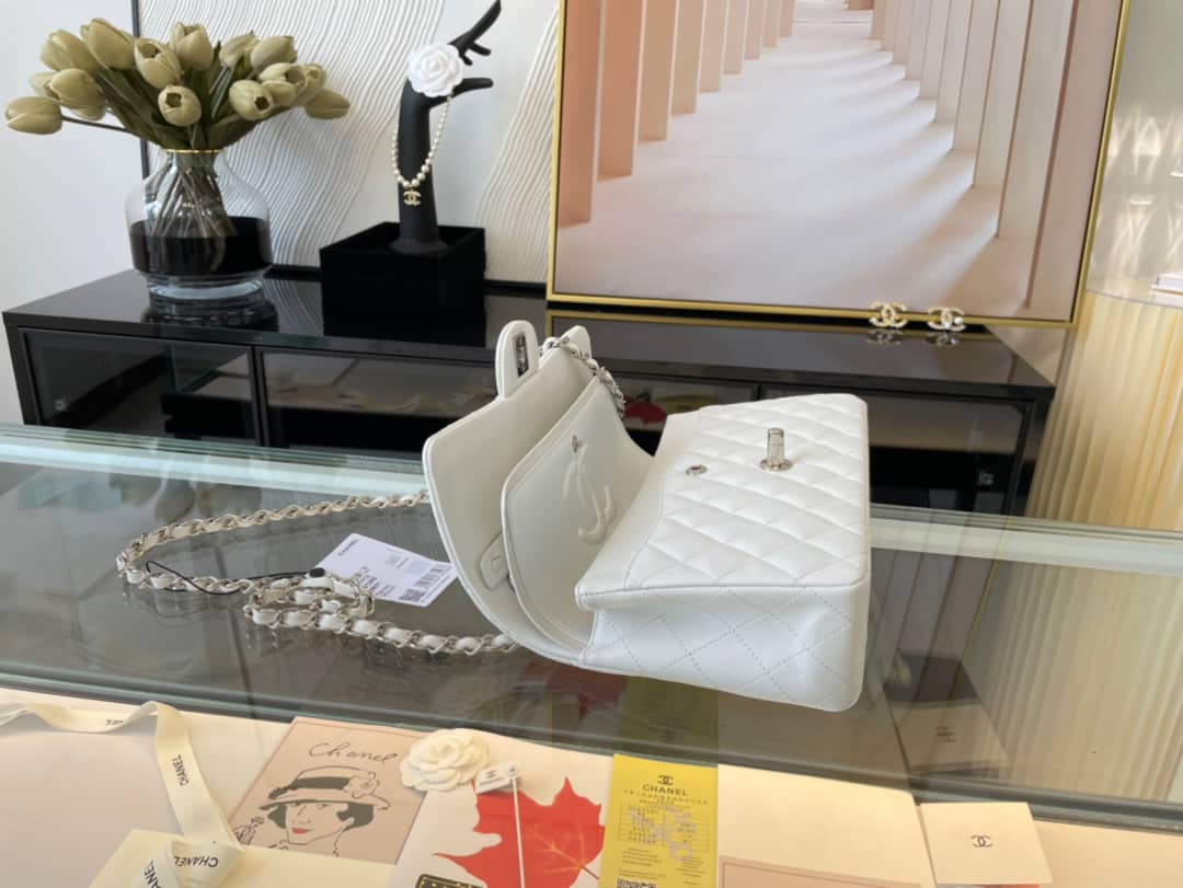 Chanel Classic Double Flap Bag White 25cm