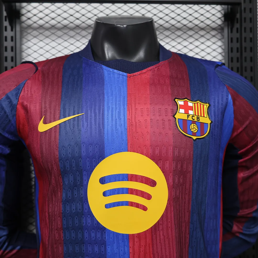 2026/27 La Liga Barcelona Team Home Football Jersey Player Version Long Sleeves - JerseyFun