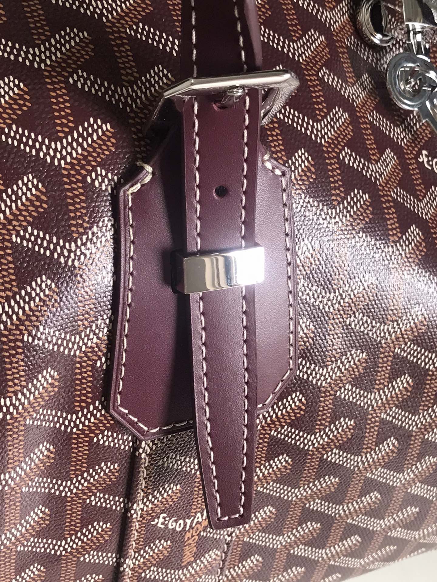 Goyard Boston 50 Bag Cm Wine Red Goyardine Canvas And Calfskin Trim