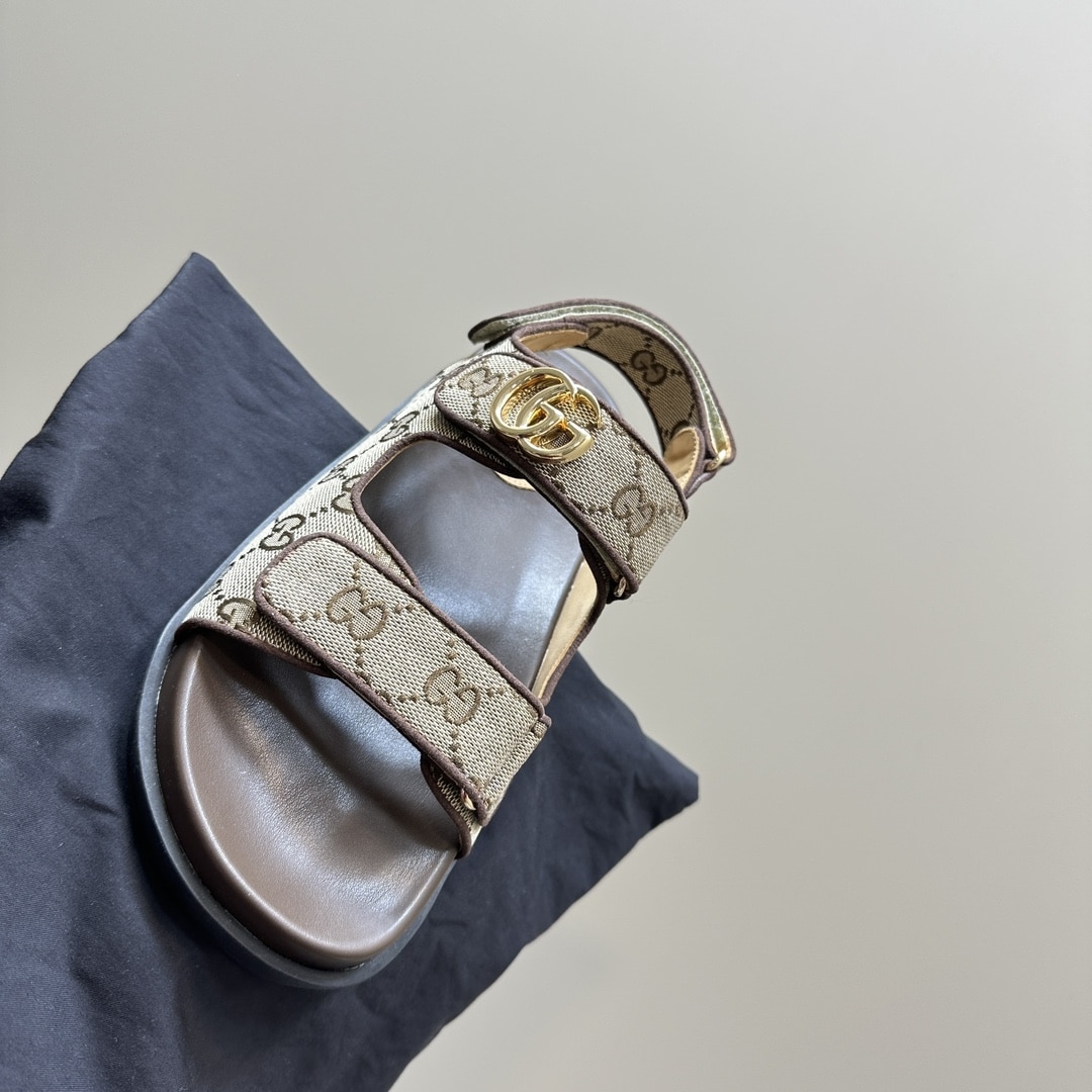 Gucci Double G Sandal Beige And Ebony 771575 G1730 9755