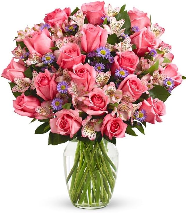 From You Flowers - Premium Dreamy Rose Bouquet with Glass Vase | Fresh Flower Bouquets for Birthday, Anniversary, Get Well or Celebration