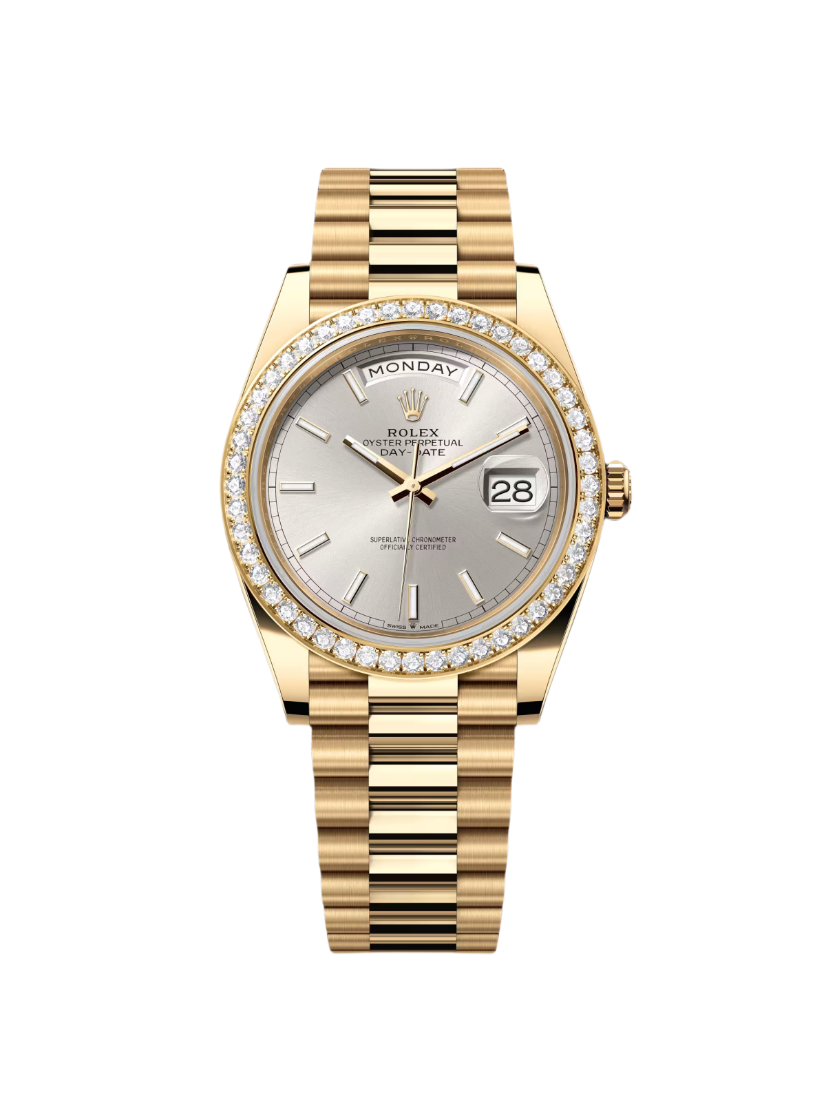 Rolex Day-Date 40mm Champaign Dial and Diamond Bezel Yellow Gold President Bracelet 228348RBR-0008
