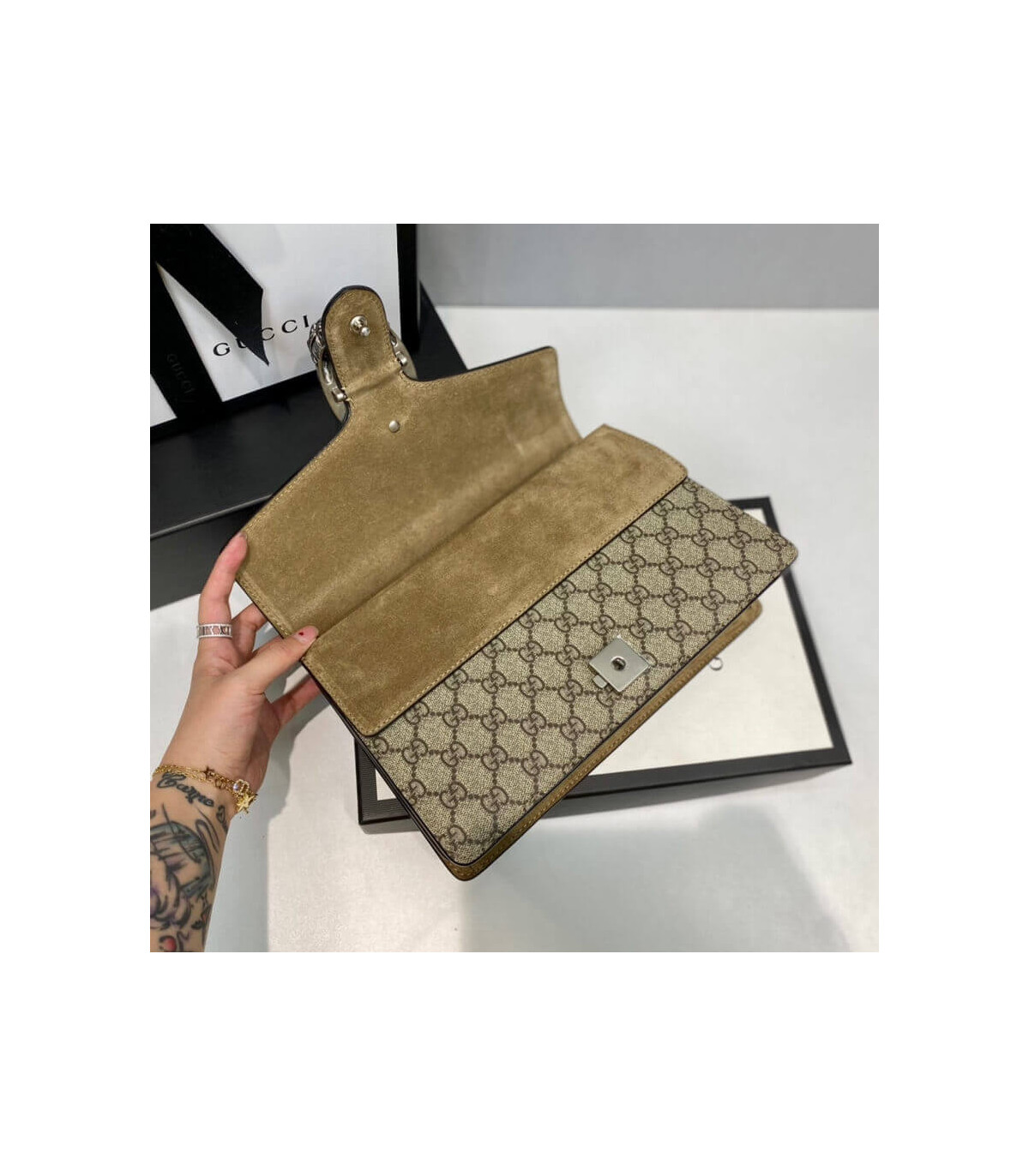 Gucci Dionysus Small GG Shoulder Bag Apricot