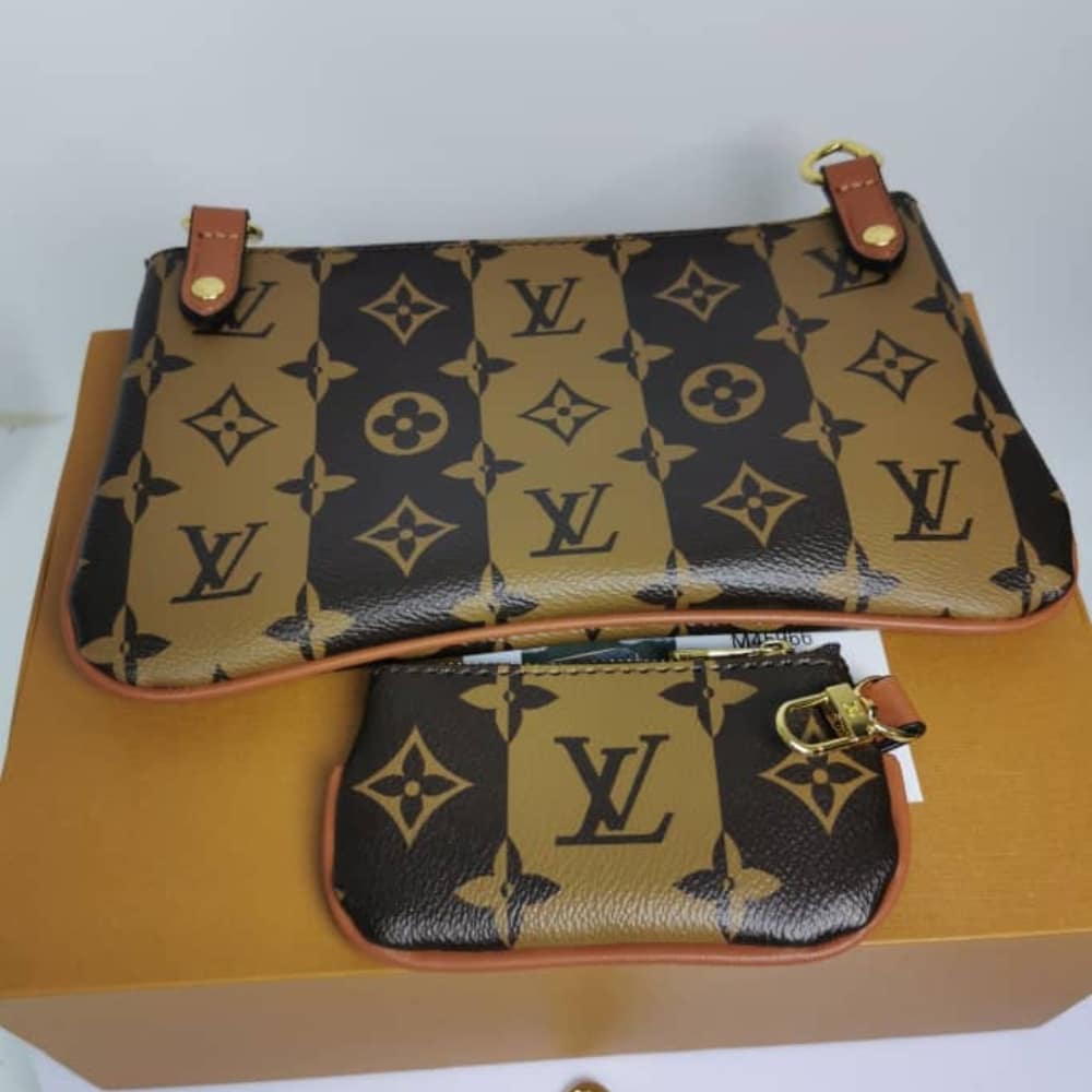Louis Vuitton Trio Messenger Bag Monogram Stripes Brown 25cm M45965