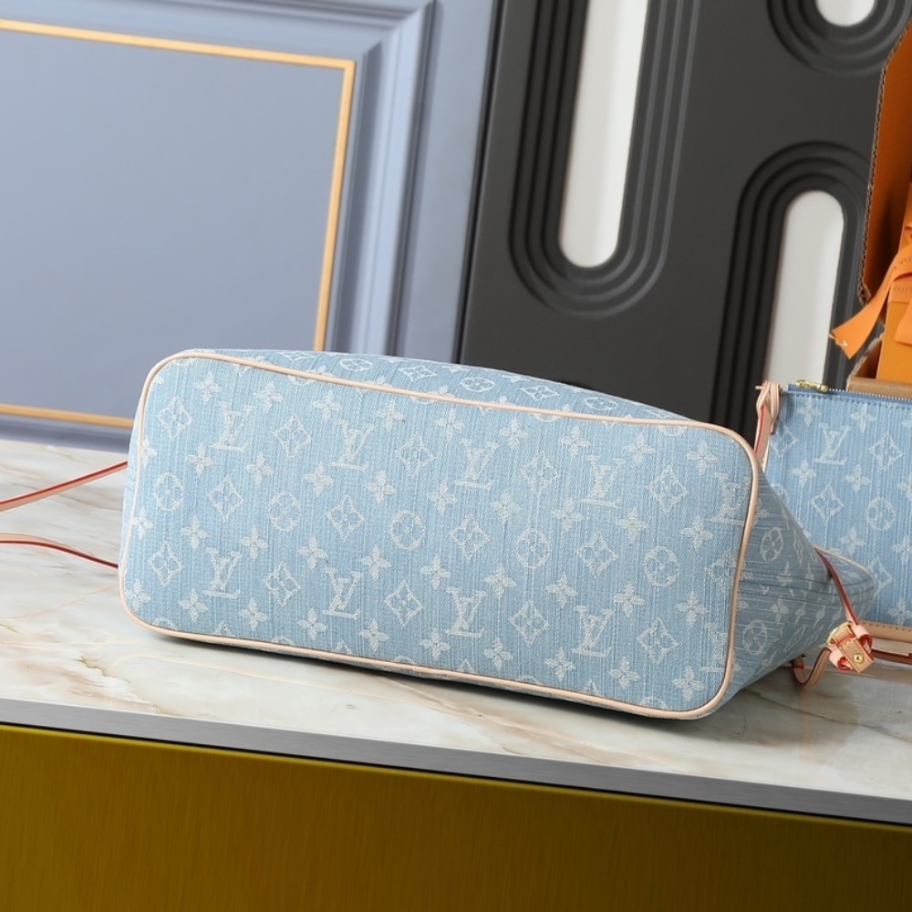 Louis Vuitton Neverfull Mm Bag Monogram Denim Blue 31Cm
