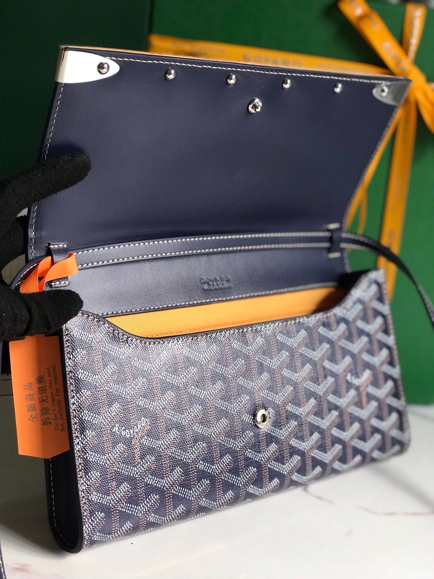 Goyard Monte-Carlo Pm Clutch 25 Cm Navy Blue Goyardine Canvas