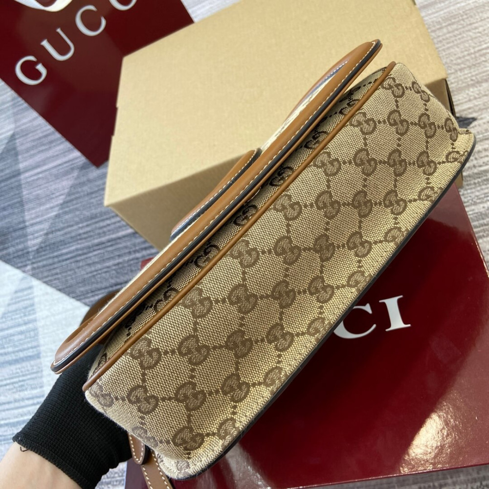 Gucci Blondie Small Top Handle Bag Brown Canvas