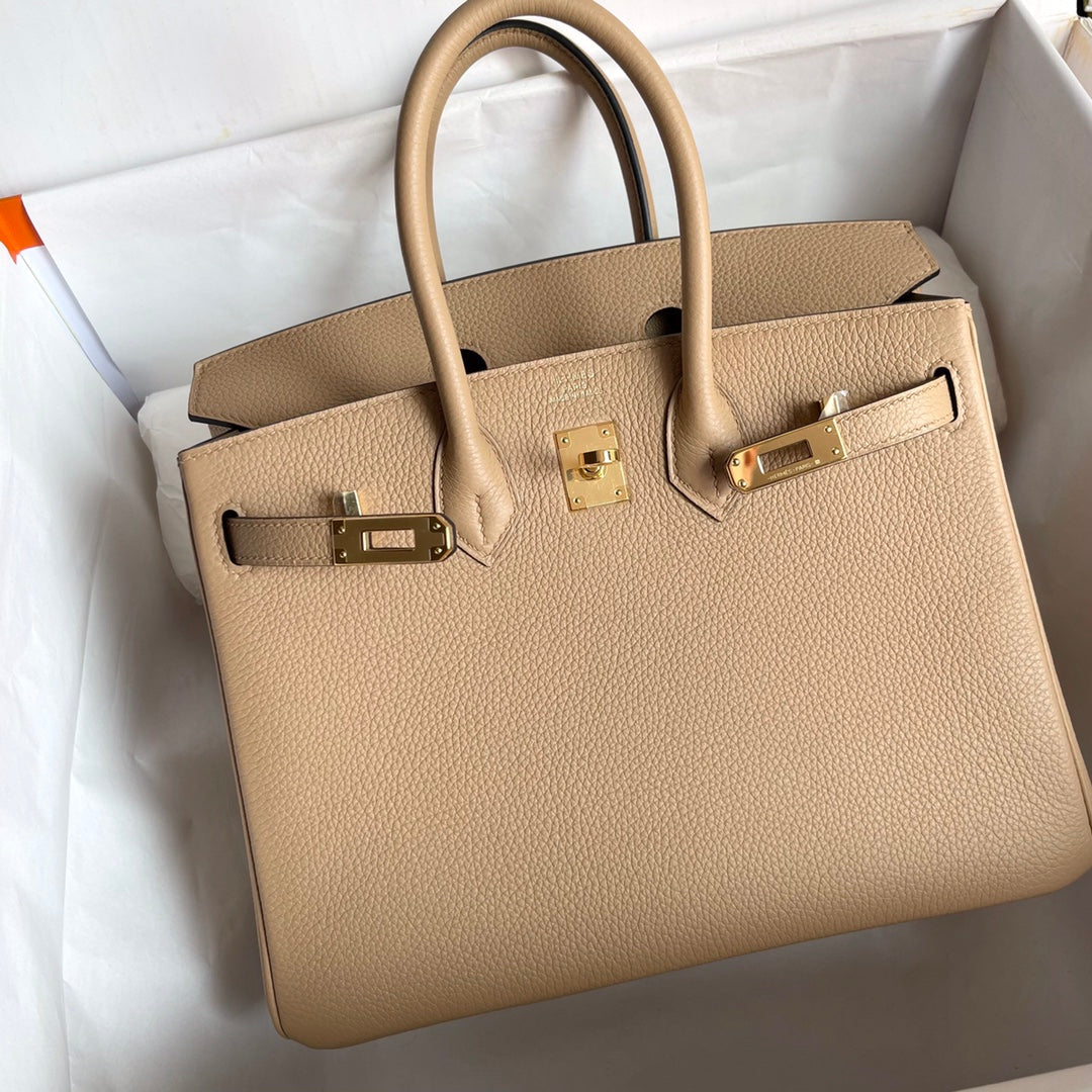 Hermes Birkin 25Cm Beige Togo Leather Gold Hardware
