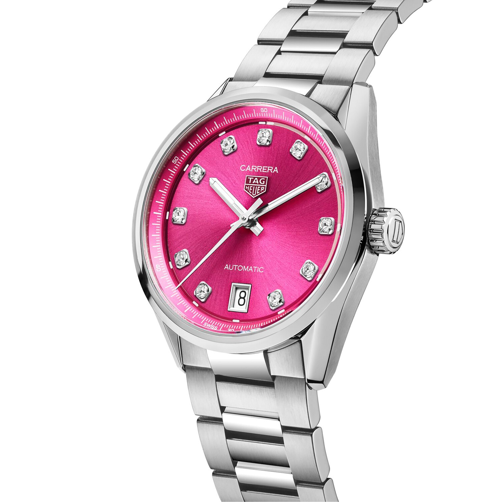 TAG Heuer Carrera Date 36mm Ladies Watch Pink Diamond Dot WBN2318.BA0001