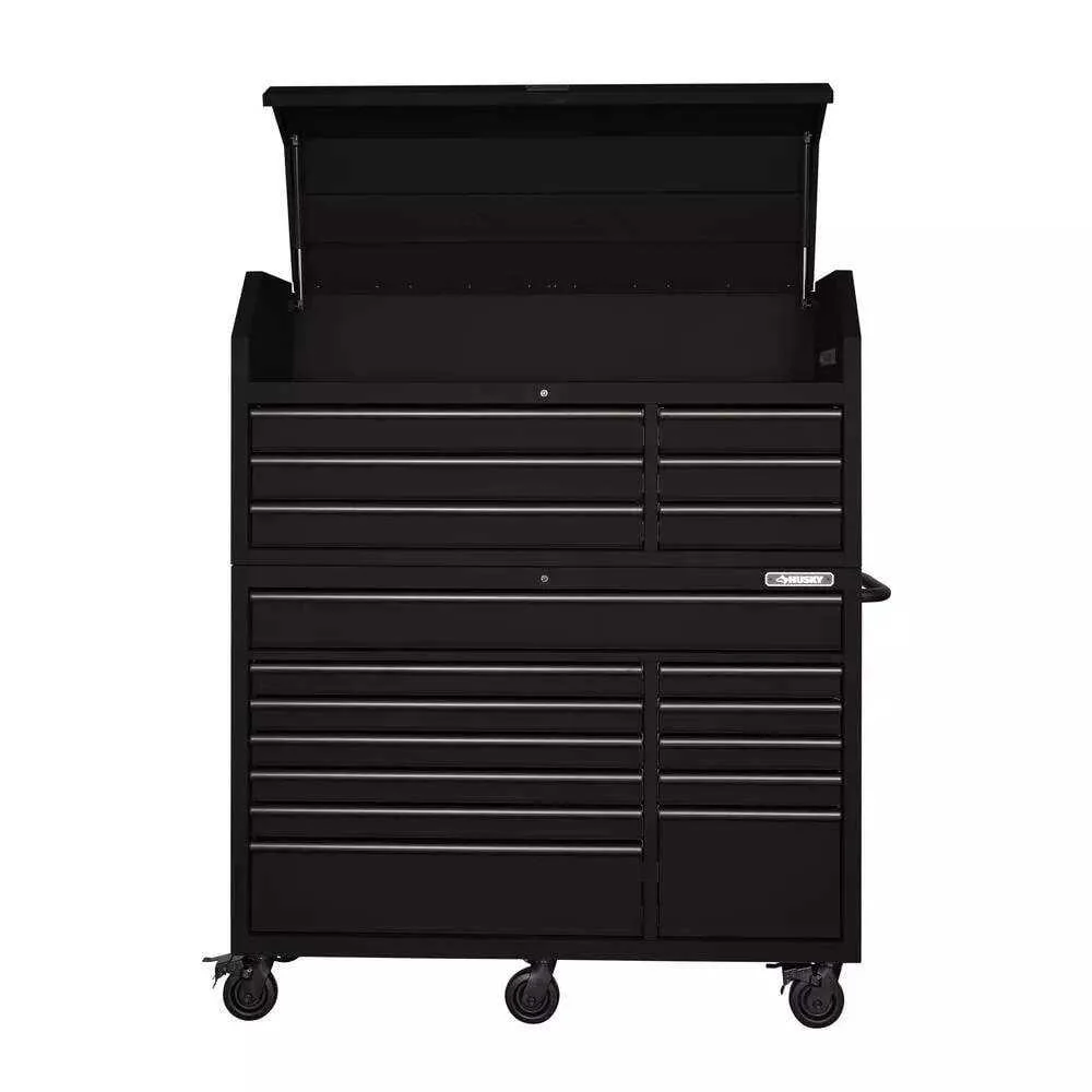 HEAVY-DUTY 56 IN. W 18-DRAWER COMBINATION TOOL CHEST AND CABINET SET, MATTE BLACK