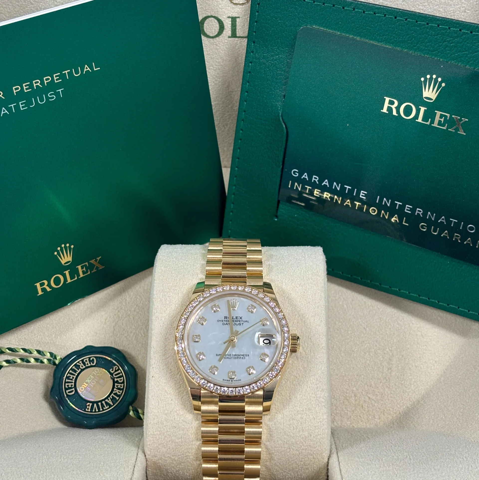 Rolex Datejust m278288RBR-0006 White Mother-of-Pearl 31mm Dial President Bracelet Watch