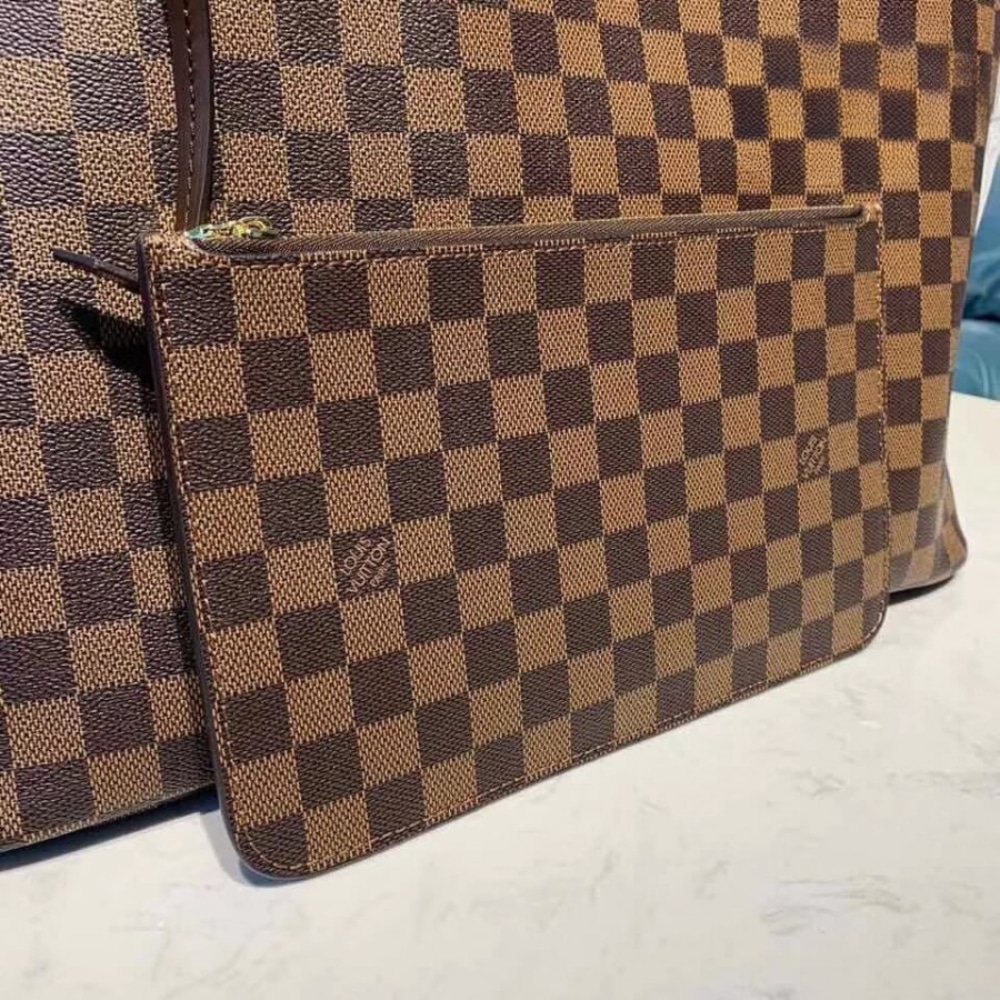 Louis Vuitton Neverfull GM Damier Ebene Canvas Tote Bag Cerise Red 39cm N40597