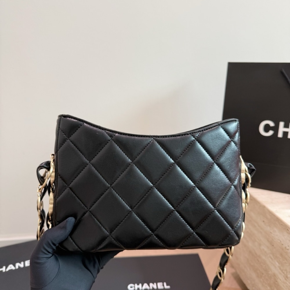 Chanel Hobo Handbag Gold Tone Hardware Black 24Cm AS5177 B18293 94305