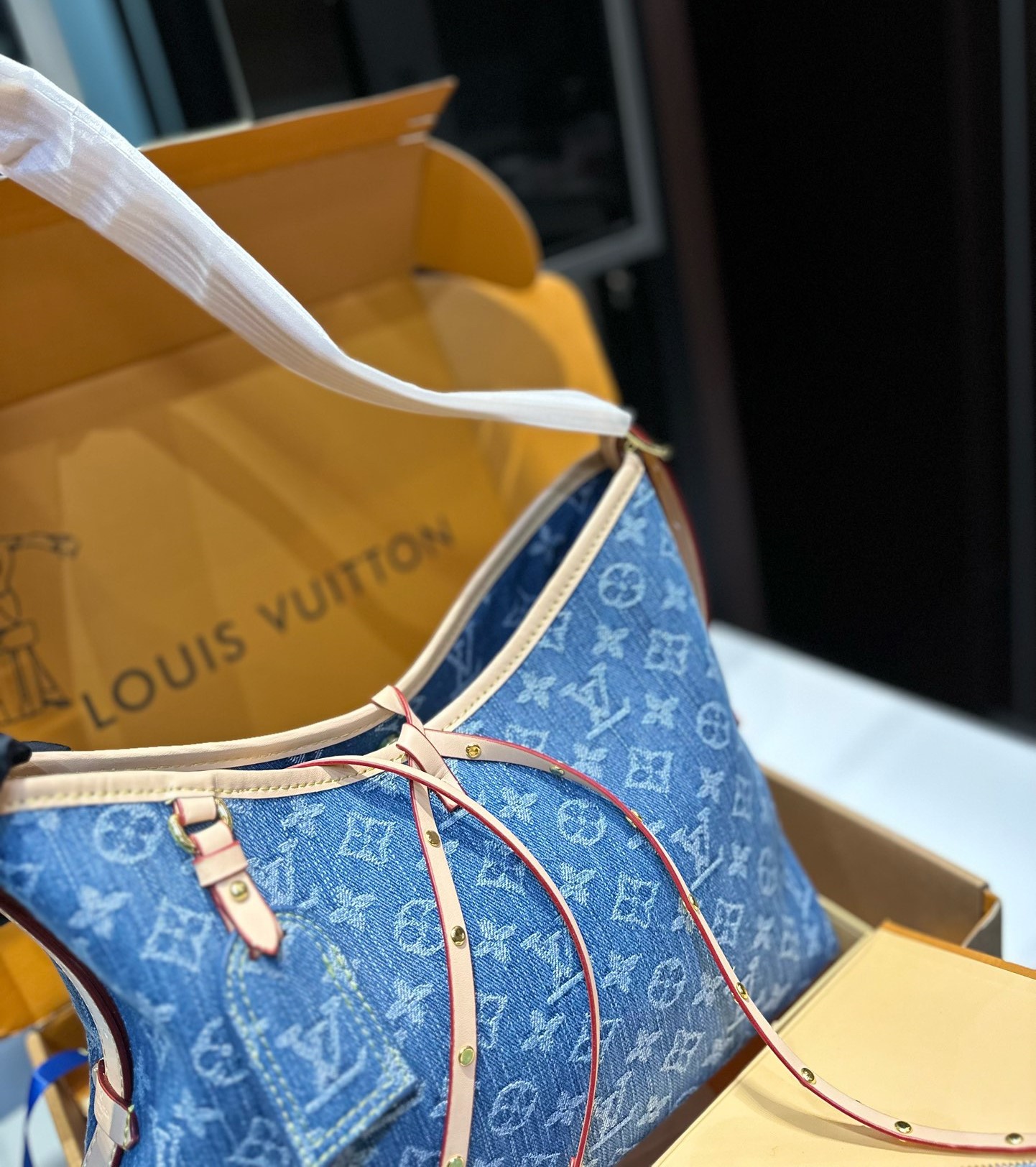 Louis Vuitton Carryall Pm Denim Blue 28Cm