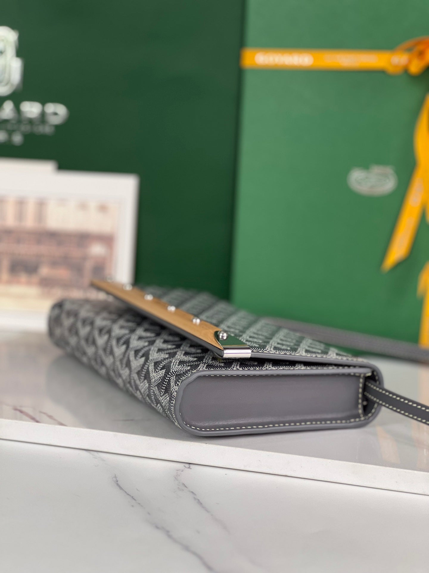 Goyard Monte-Carlo Pm Clutch 25 Cm Gray Goyardine Canvas