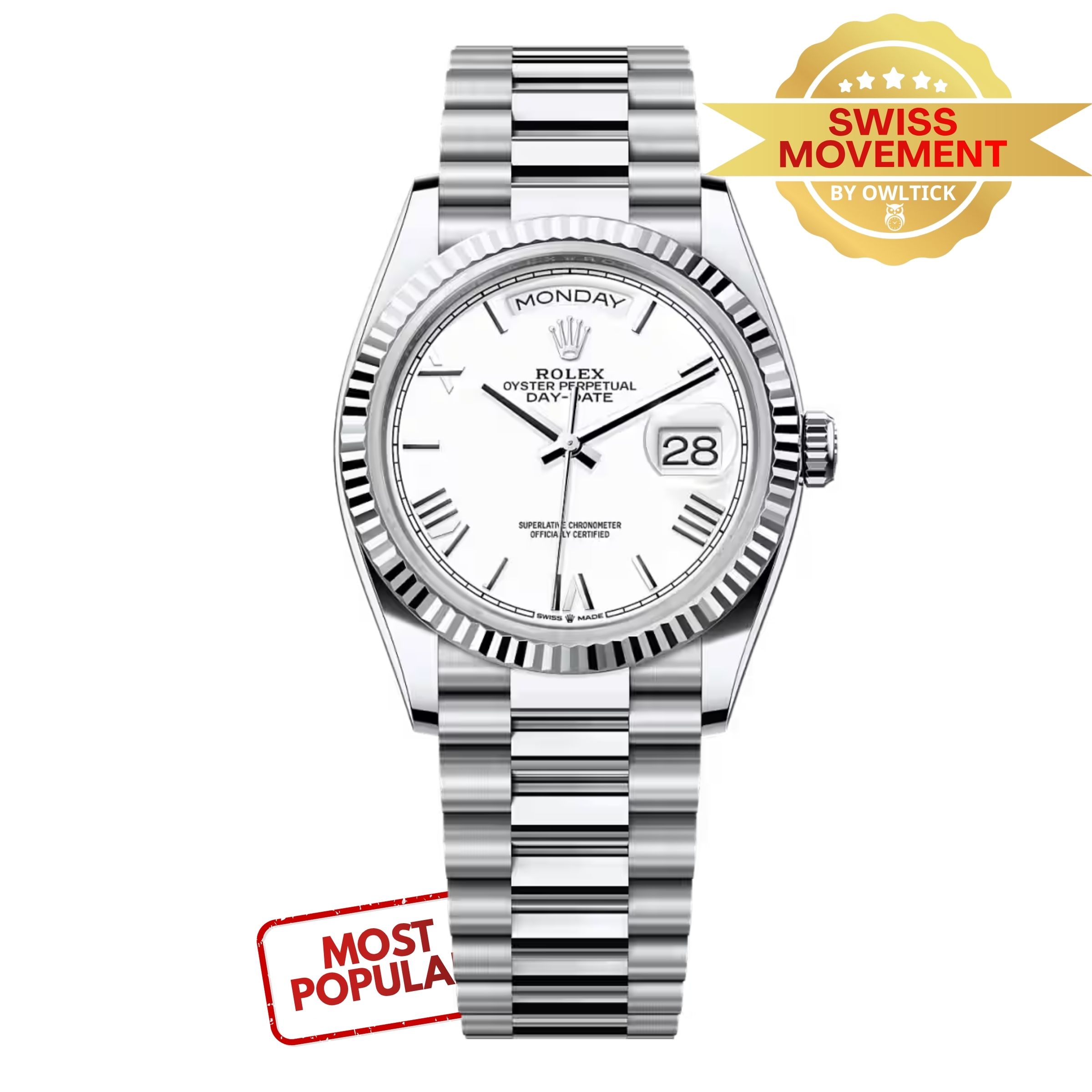 [Superclone] Rolex Day-Date 36mm White Dial President 128236