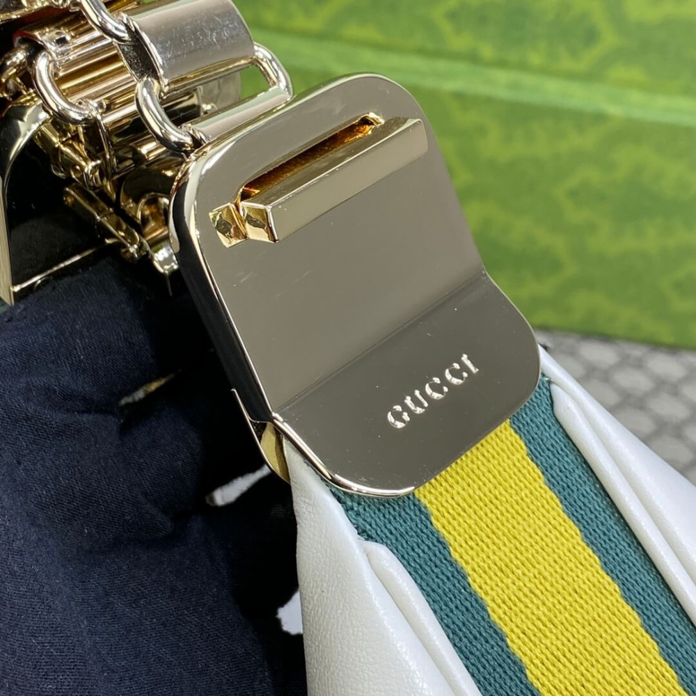 Gucci White Leather Attache Medium Shoulder Bag