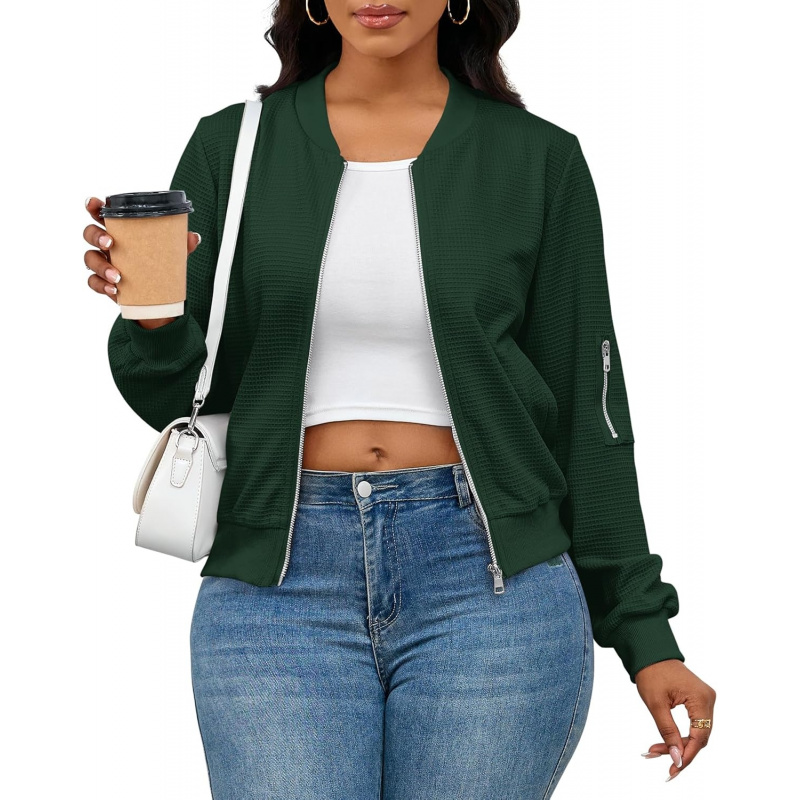 Women Casual Full Zip Up Comfy Loose Long