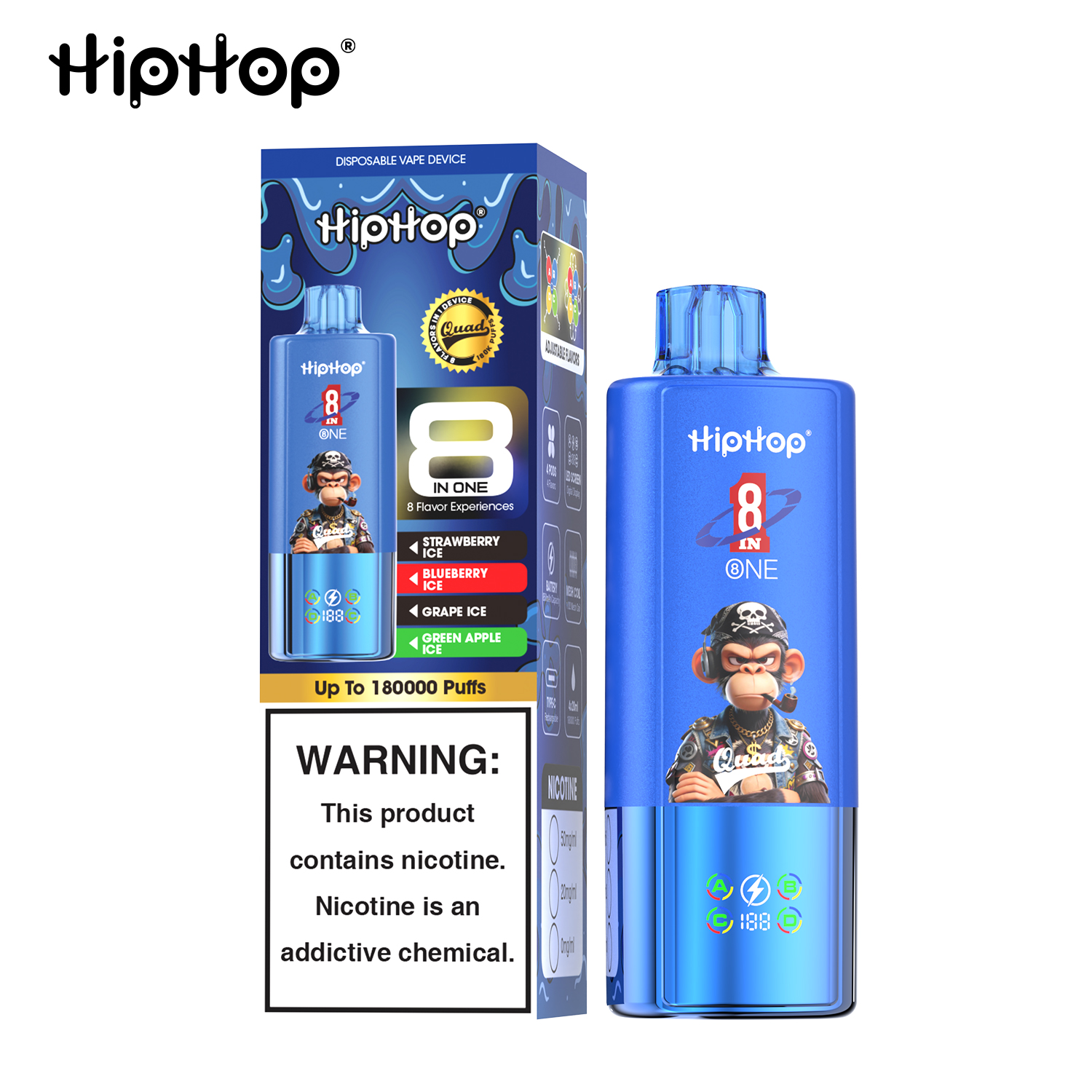 HIPHOP 180k Puffs Prefilled Vape |  Rechargeable