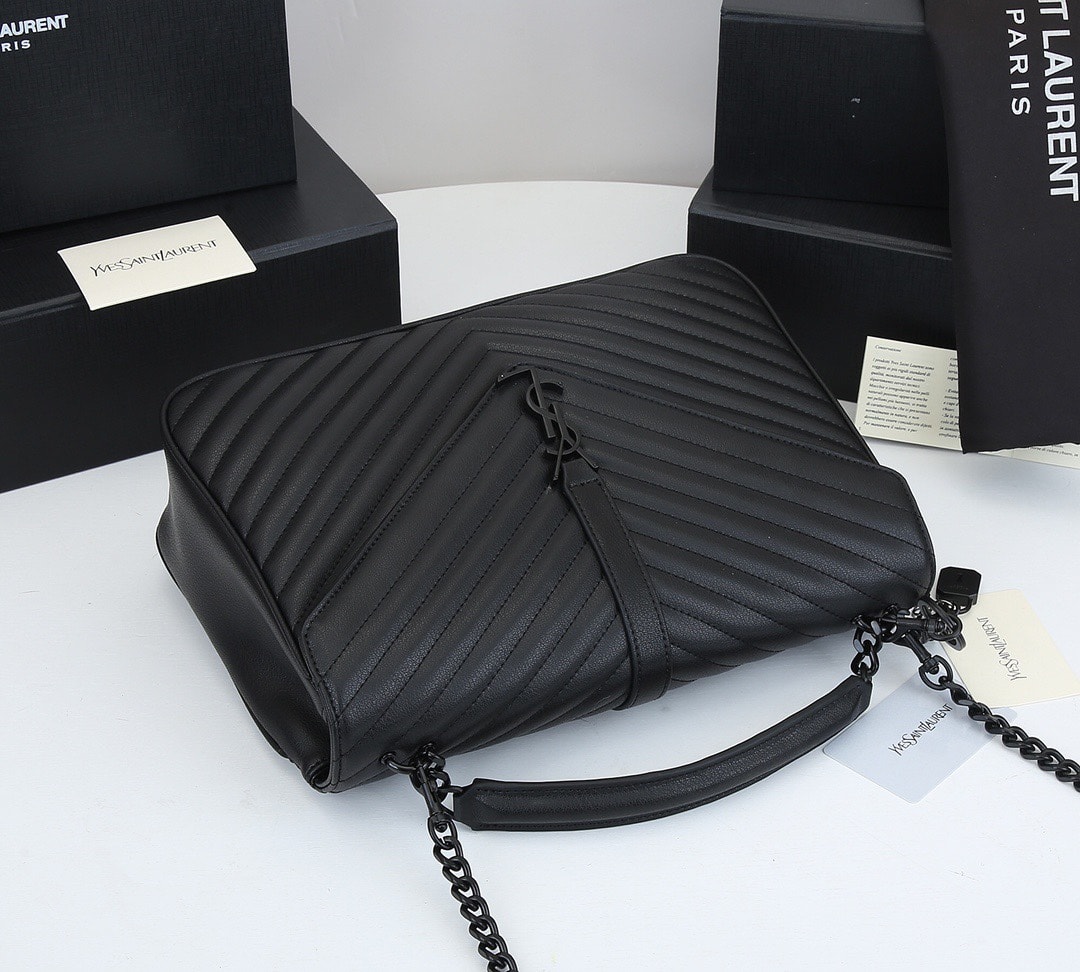 Saint Laurent College Large Chain Bag Black Tone Hardware 32Cm