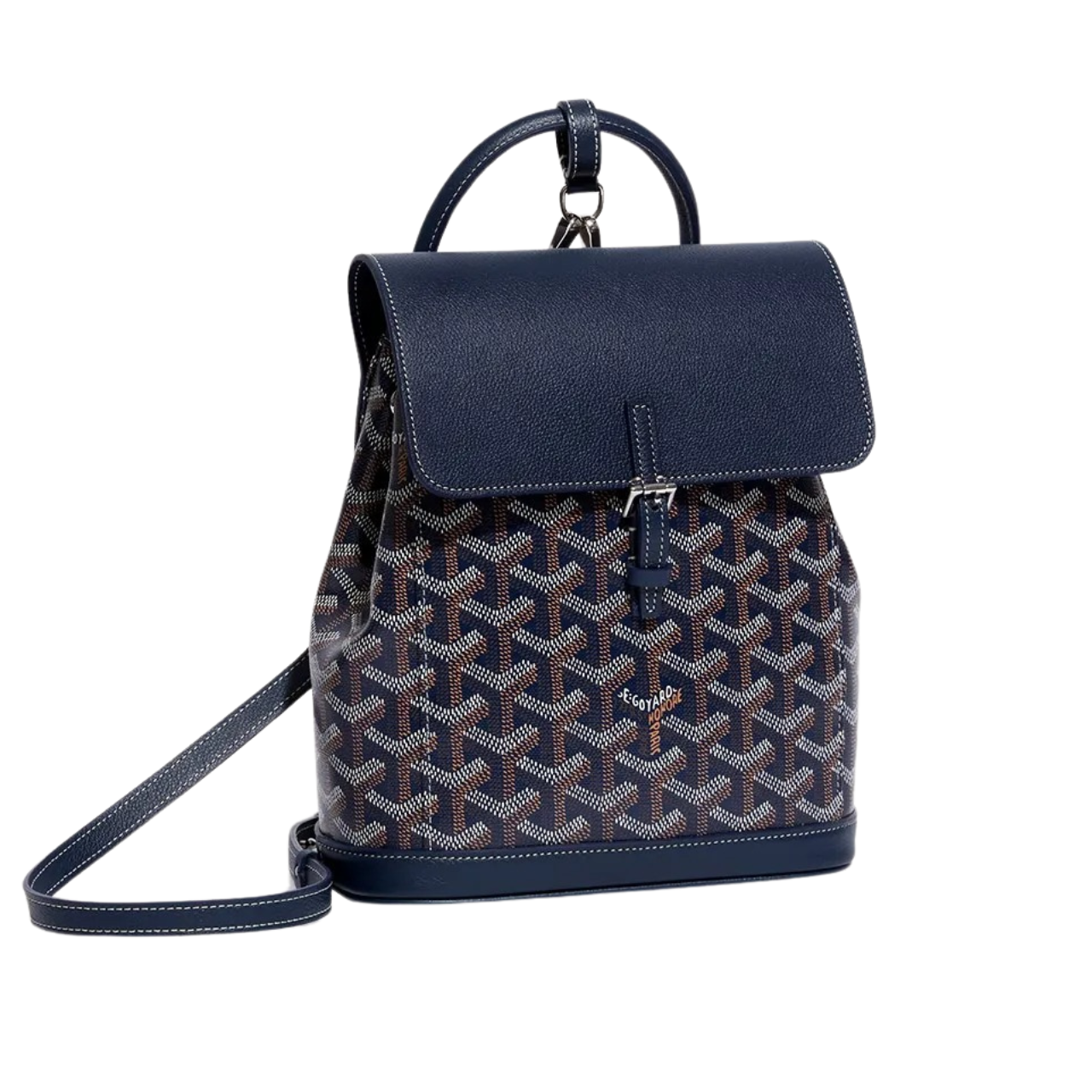 Goyard Alpin Mini Backpack 21cm Navy Blue Lambskin And Goyardine Canvas