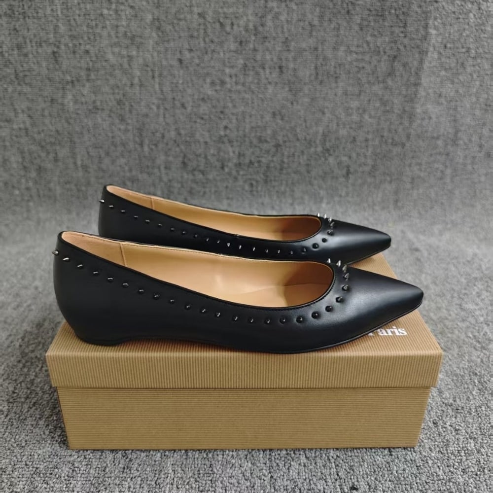 Christian Louboutin Studded Anjalina Flat Black 3151261B142