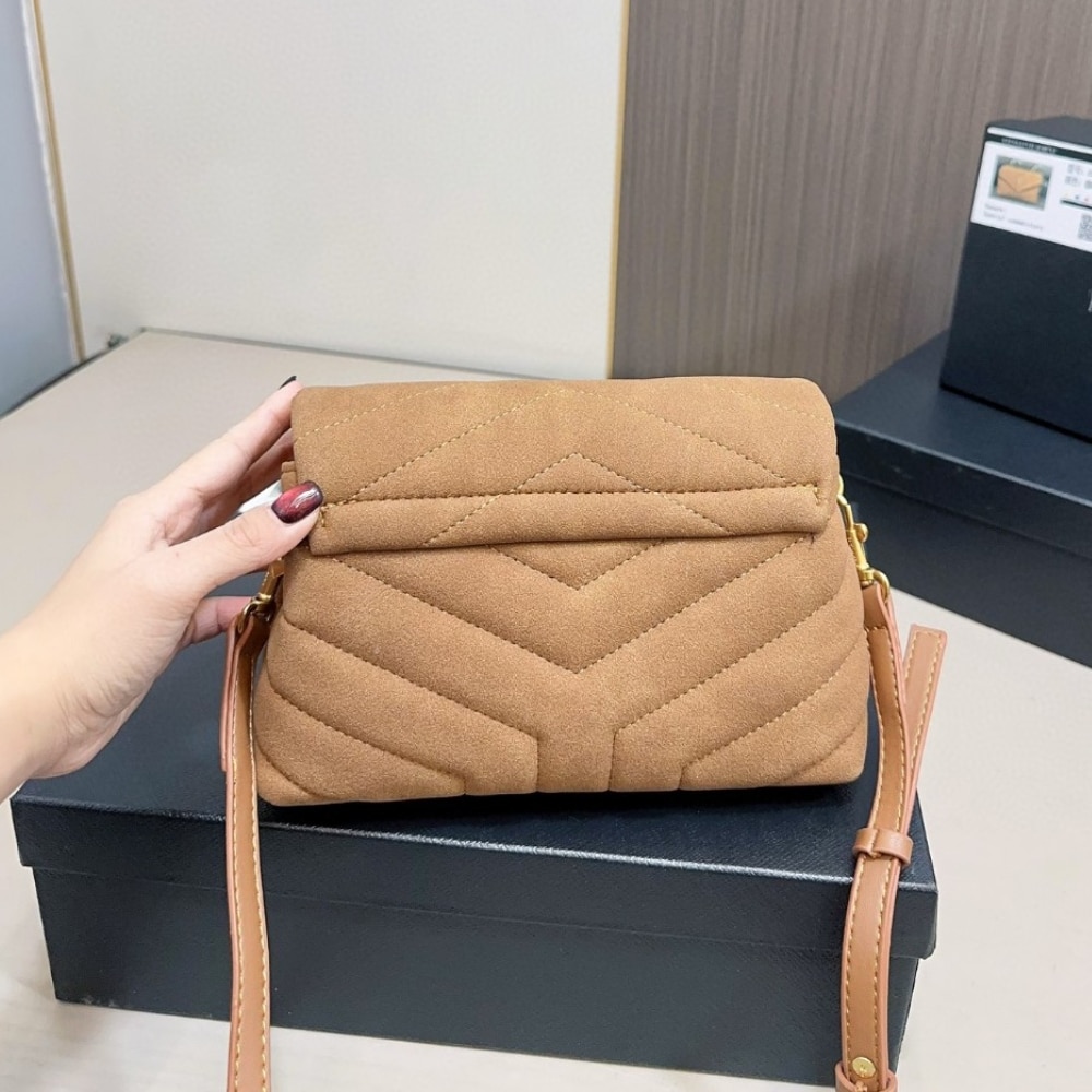 Saint Laurent Loulou Small Shoulder Bag In Suede 22Cm