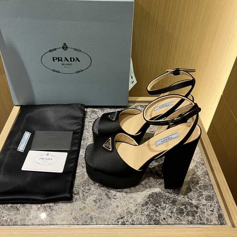 Prada High-Heeled Satin Sandals Black 1Xp48B049F0002F135