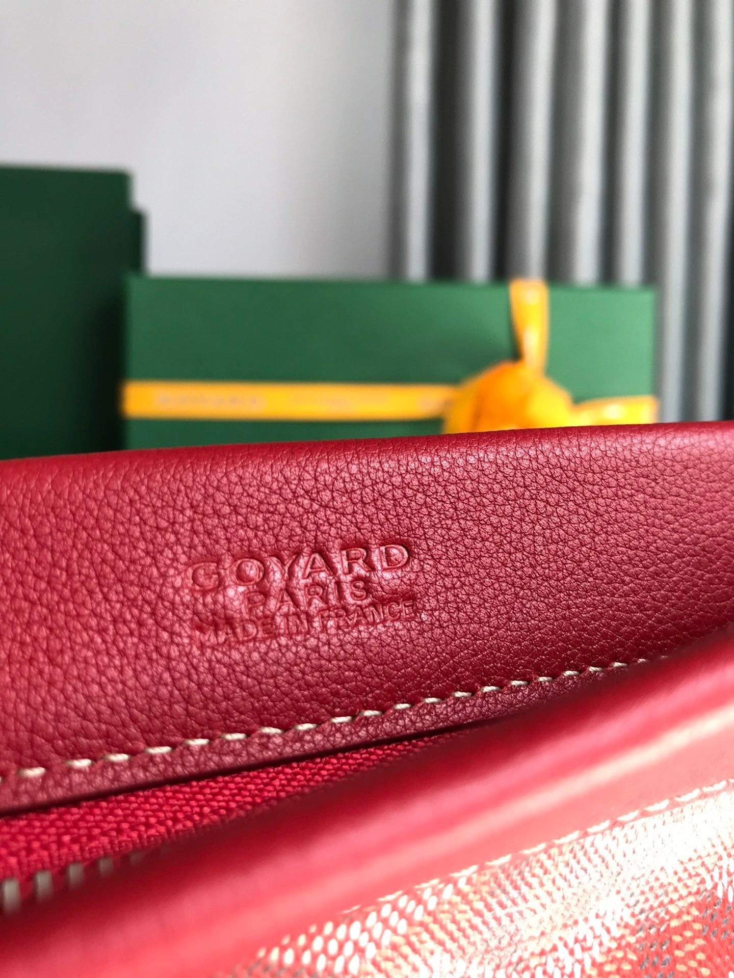 Goyard Conti Pouch 24cm Classic Red Lambskin And Goyardine Canvas