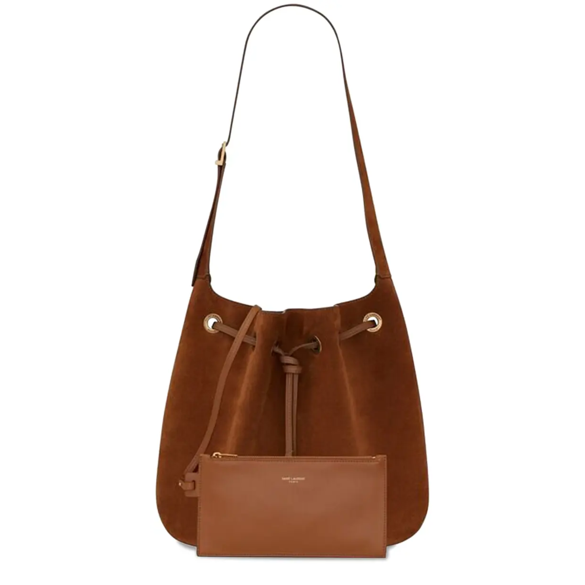 Saint Laurent Paris Vii Medium Flat Hobo Bag In Smooth Leather Brown 28Cm