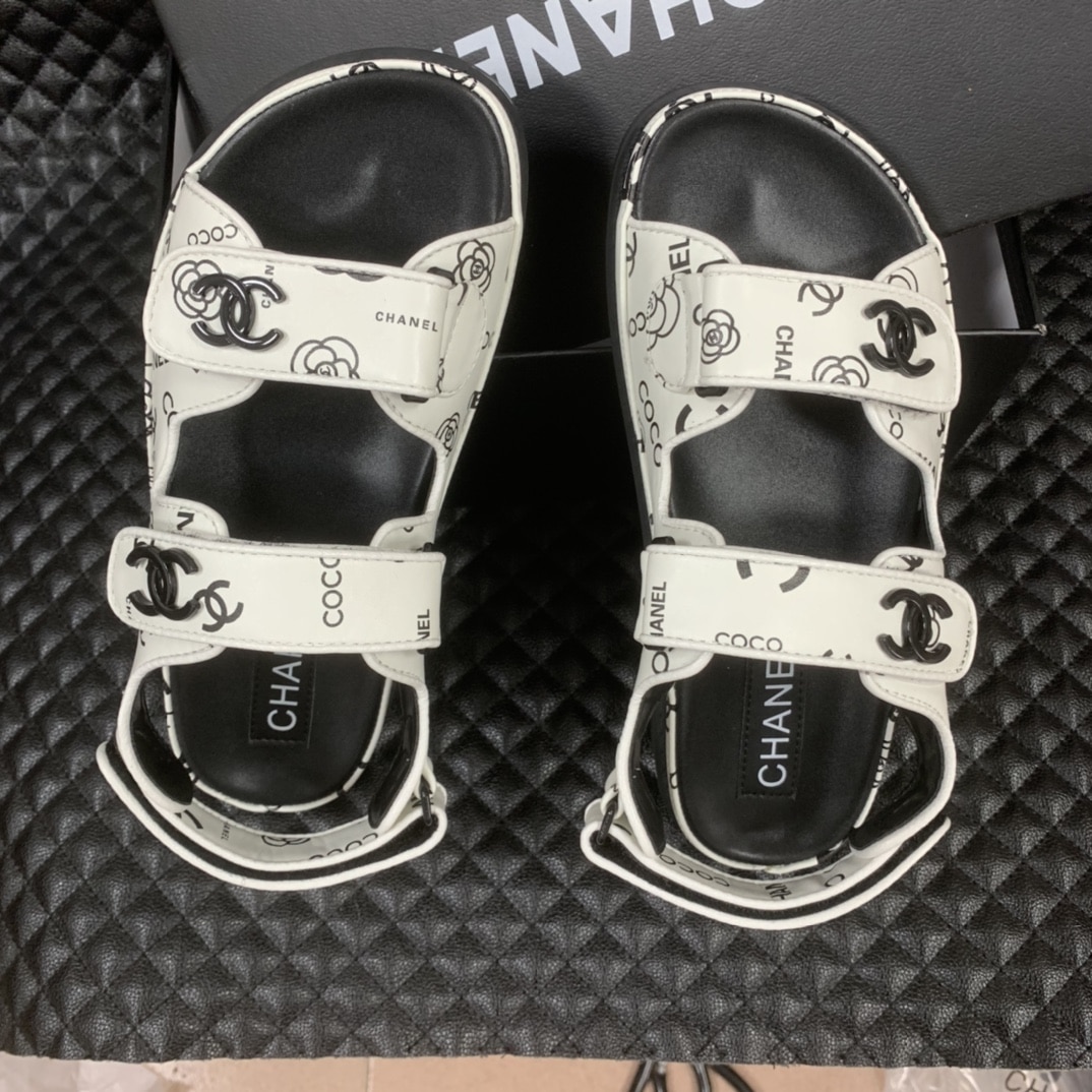 Chanel Dad Slingback Sandals 23P Camelia Cc Logo