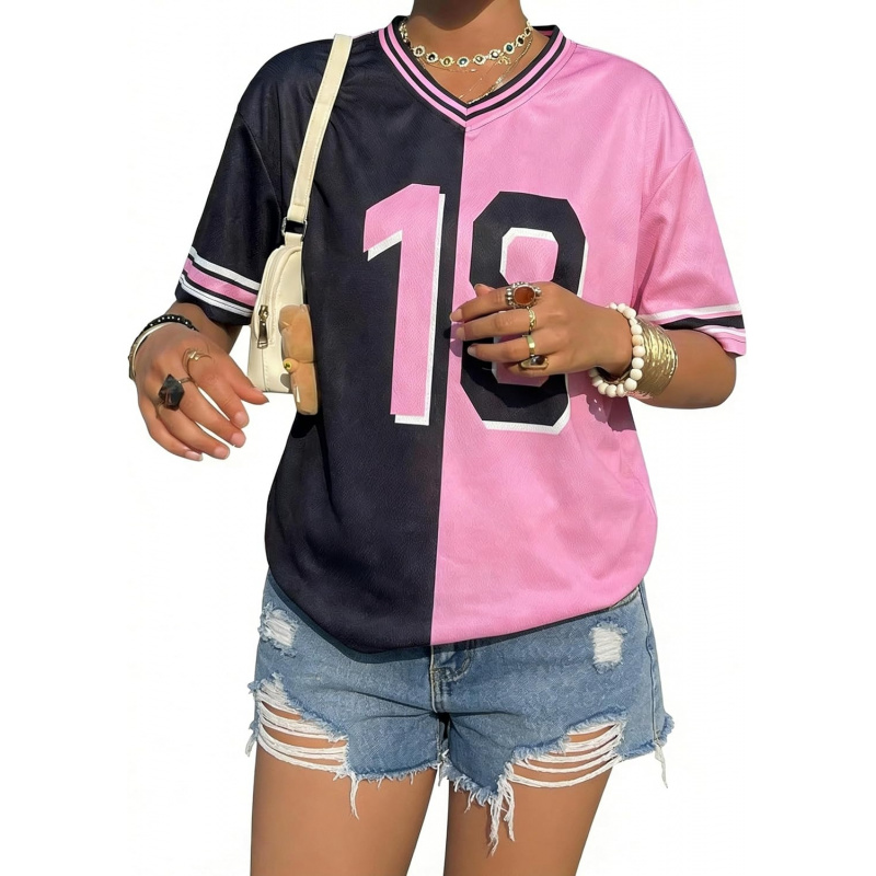 Women's Jersey Shirts Oversized Number Graphic Tshirt Y2k V