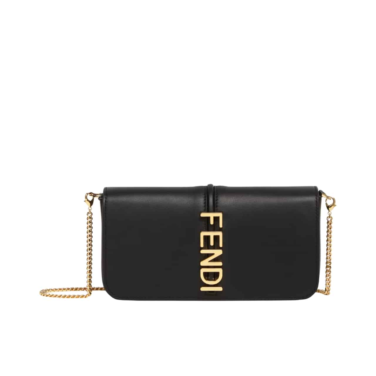 Fendi Fendigraphy Wallet On Chain Black 21Cm