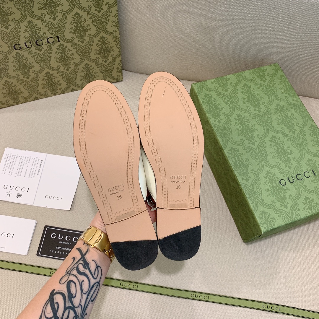 Gucci Princetown Leather Slipper White