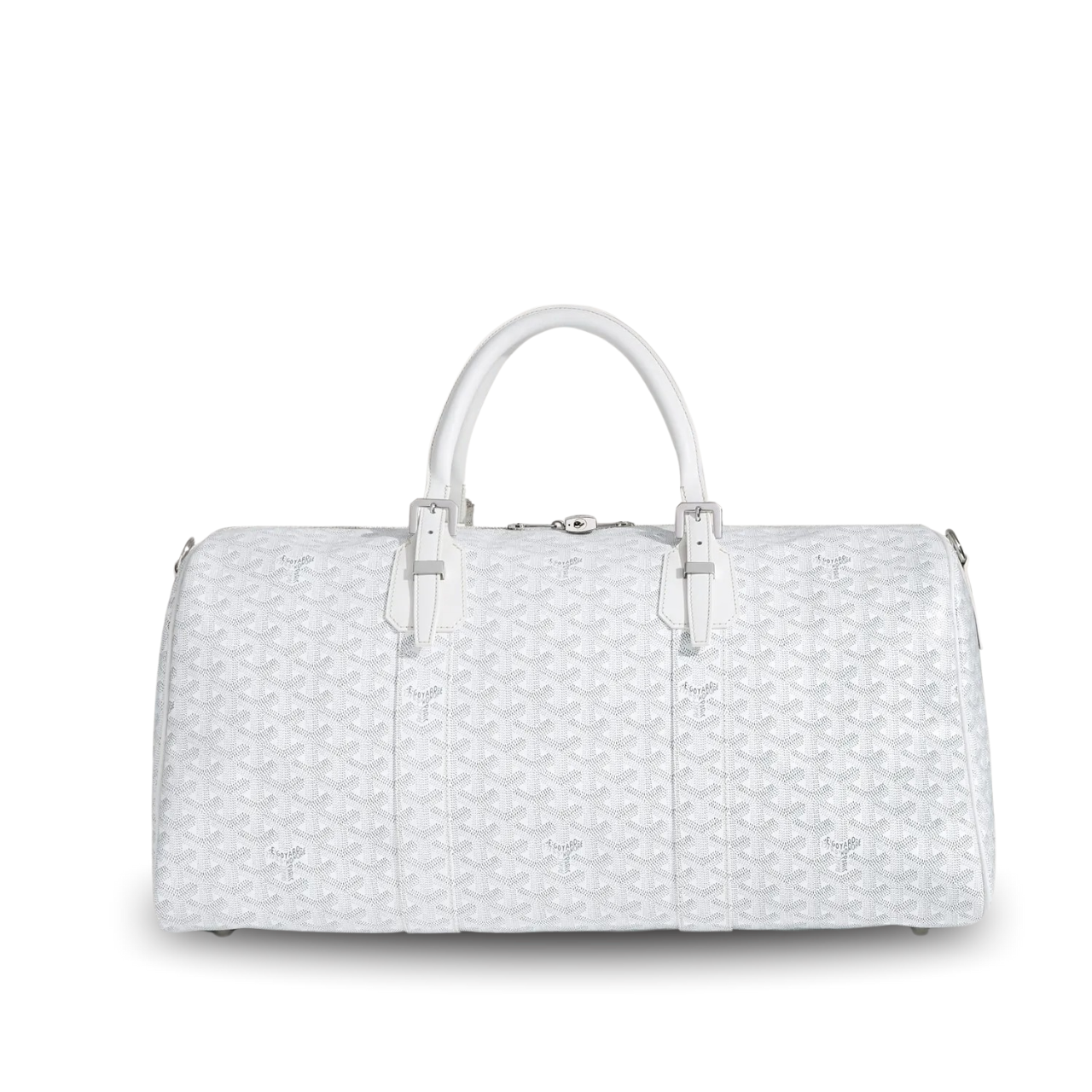 Goyard Boston 50 Bag Cm White Goyardine Canvas And Calfskin Trim
