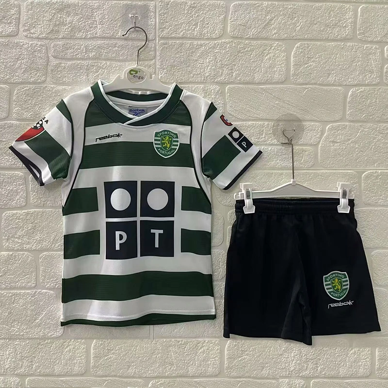 Retro Kids 2001-03 Kids Sporting Lisbon Home Football jersey Retro