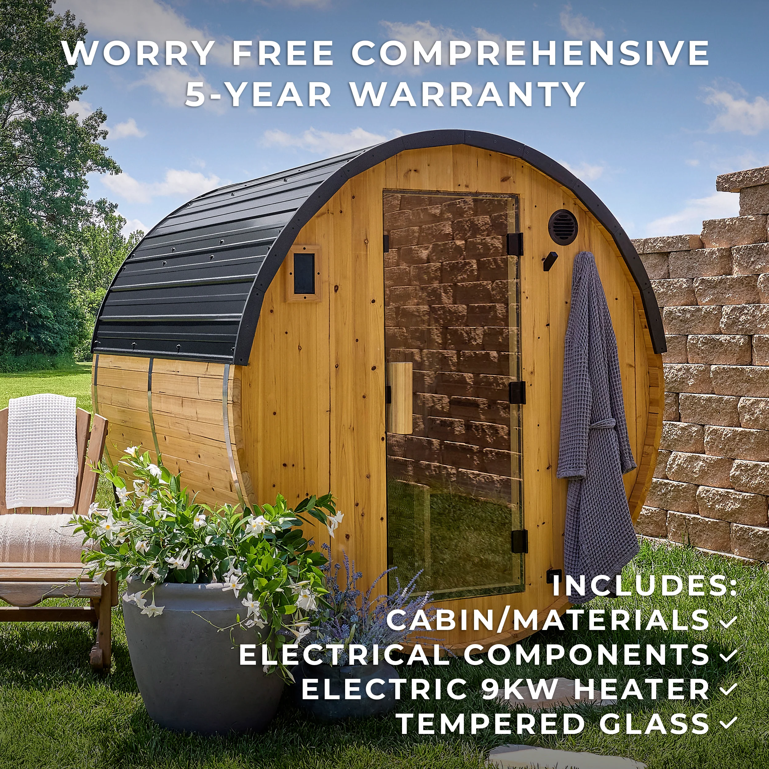 Paxton Outdoor Barrel Sauna �?2-4 Person