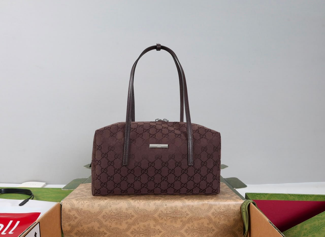 Gucci Melrose Medium Boston Bag 29cm/11.4in Dark Brown GG Canvas 875228