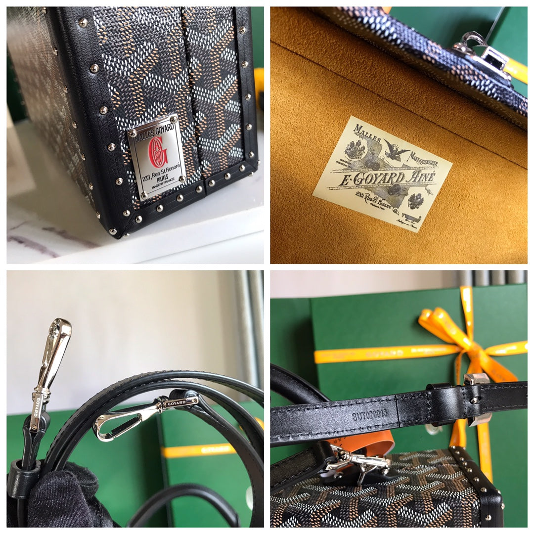 Goyard Grand Hôtel Trunk Bag 24.5cm Black Goyardine Canvas And Calfskin