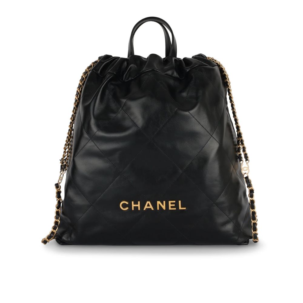 Chanel 22 Backpack in Black Shiny Calfskin 34cm