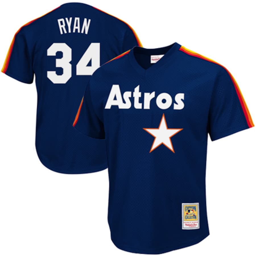 Nolan Ryan Houston Astros Mitchell&Ness 1988 Cooperstown Collection Mesh Batting Practice Jersey Navy