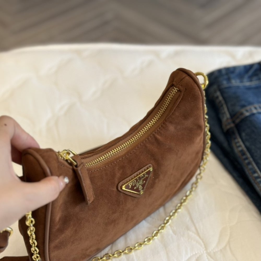 Prada Re Edition Suede Mini Bag Cocoa Brown 22Cm