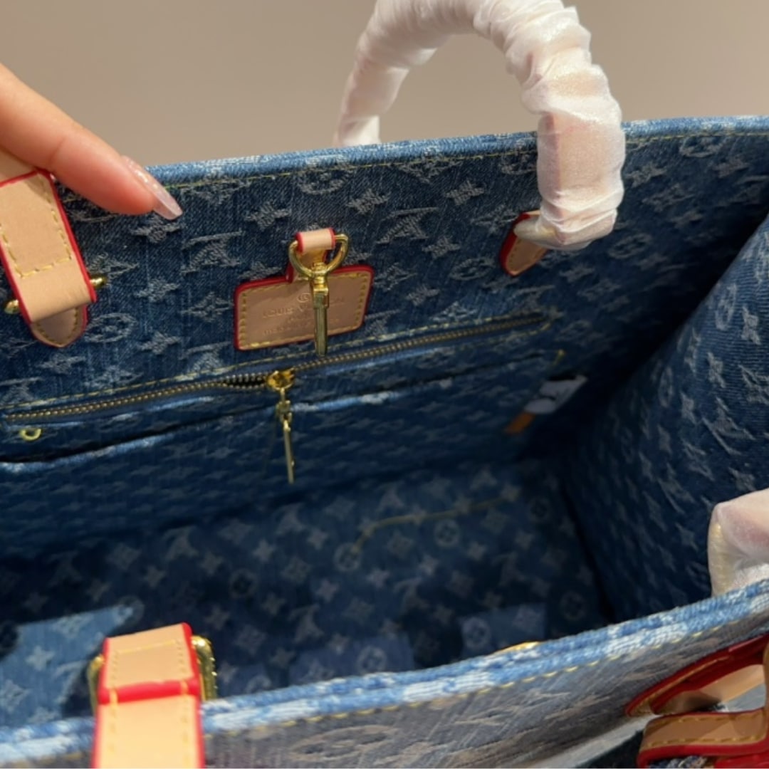 Louis Vuitton New Lv Remix Onthego MM Denim Blue 35Cm M46871