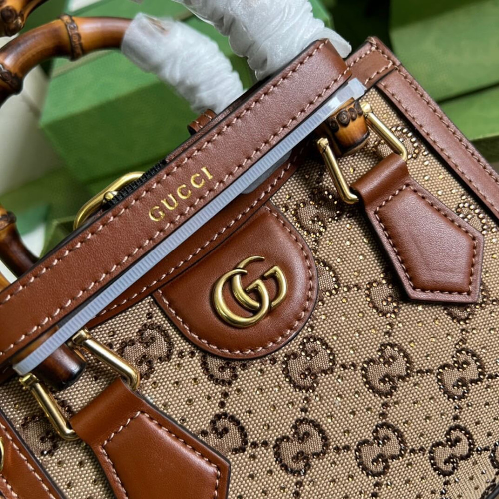 Gucci Diana Crystals Mini Tote Bag