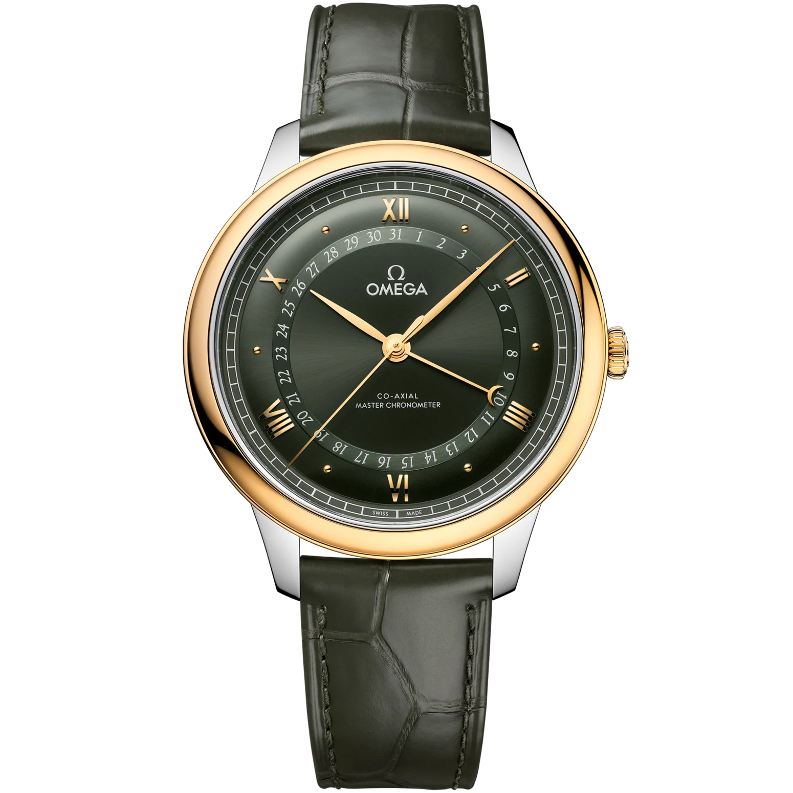 Omega De Ville Prestige 42 mm Green Dial Stainless Steel  18k Yellow Gold Strap 434.23.42.22.10.001