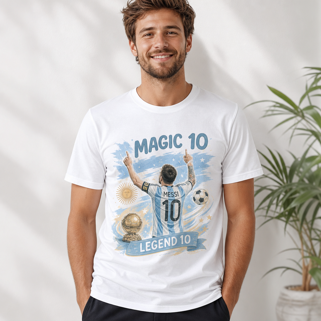 Messi World Cup Printed T-Shirt Unisex Loose Fit T-Shirt 100% Cotton Soft Comfortable Summer Casual Printed Top