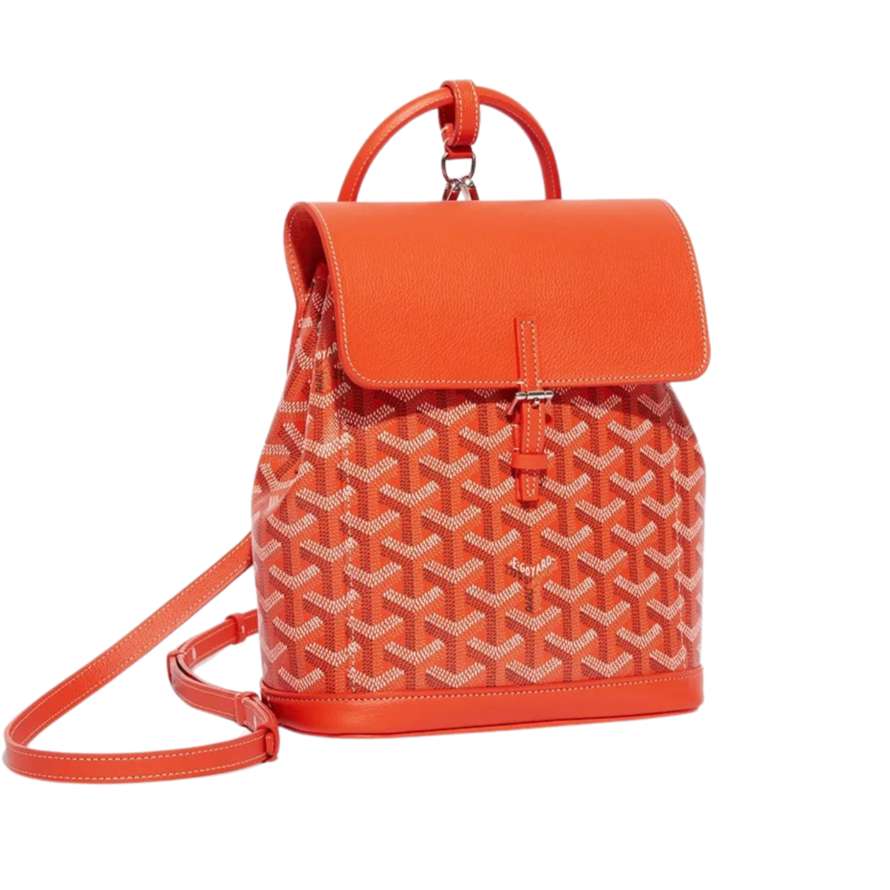 Goyard Alpin Mini Backpack 21 Cm Orange Lambskin And Goyardine Canvas