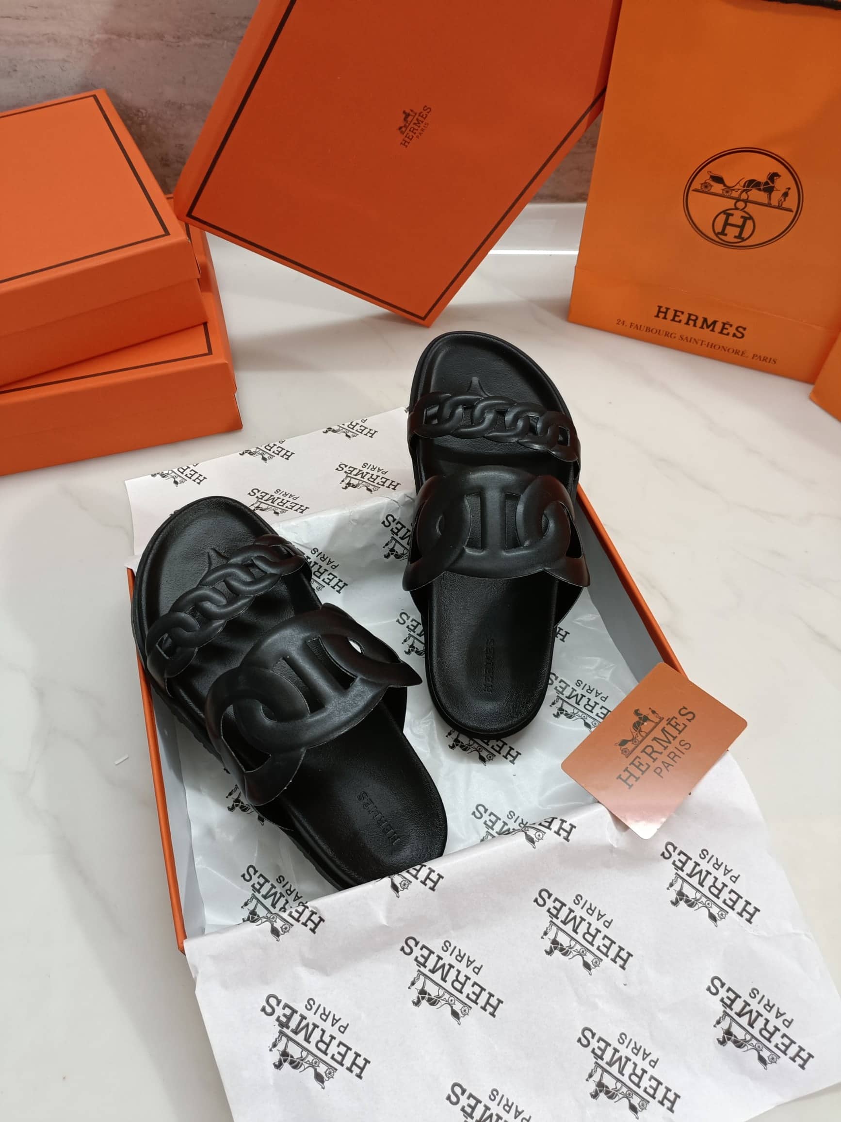 Hermes Extra Sandal Black H222302Z 02350