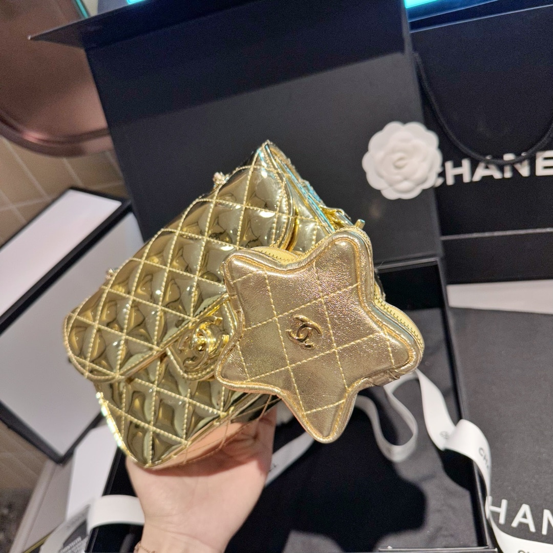 Chanel Mini Flap Bag Star Coin Purse Yellow Gold 20Cm As4646 B14873 Nt671