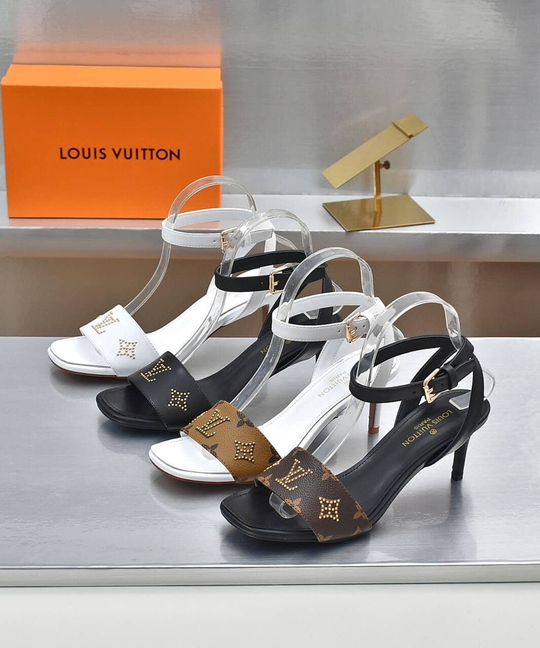 Louis Vuitton Open Toe High Heel Sandals White